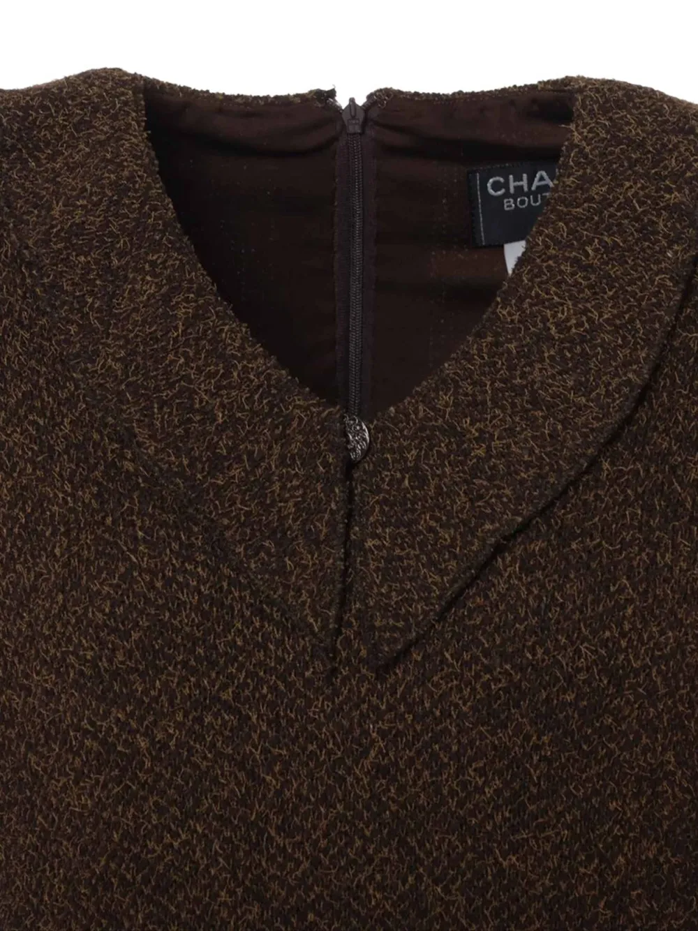 Pre-owned Chanel Brushed-effect Midi Dress In Brown