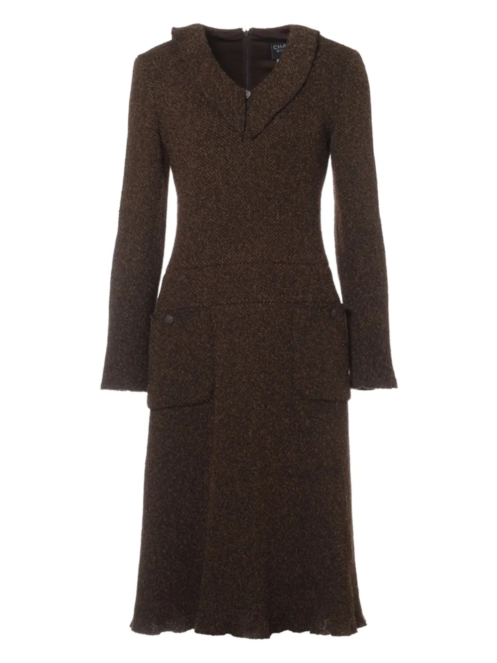 CHANEL Pre-Owned robe mi-longue à effet brossé | marron | Image 1