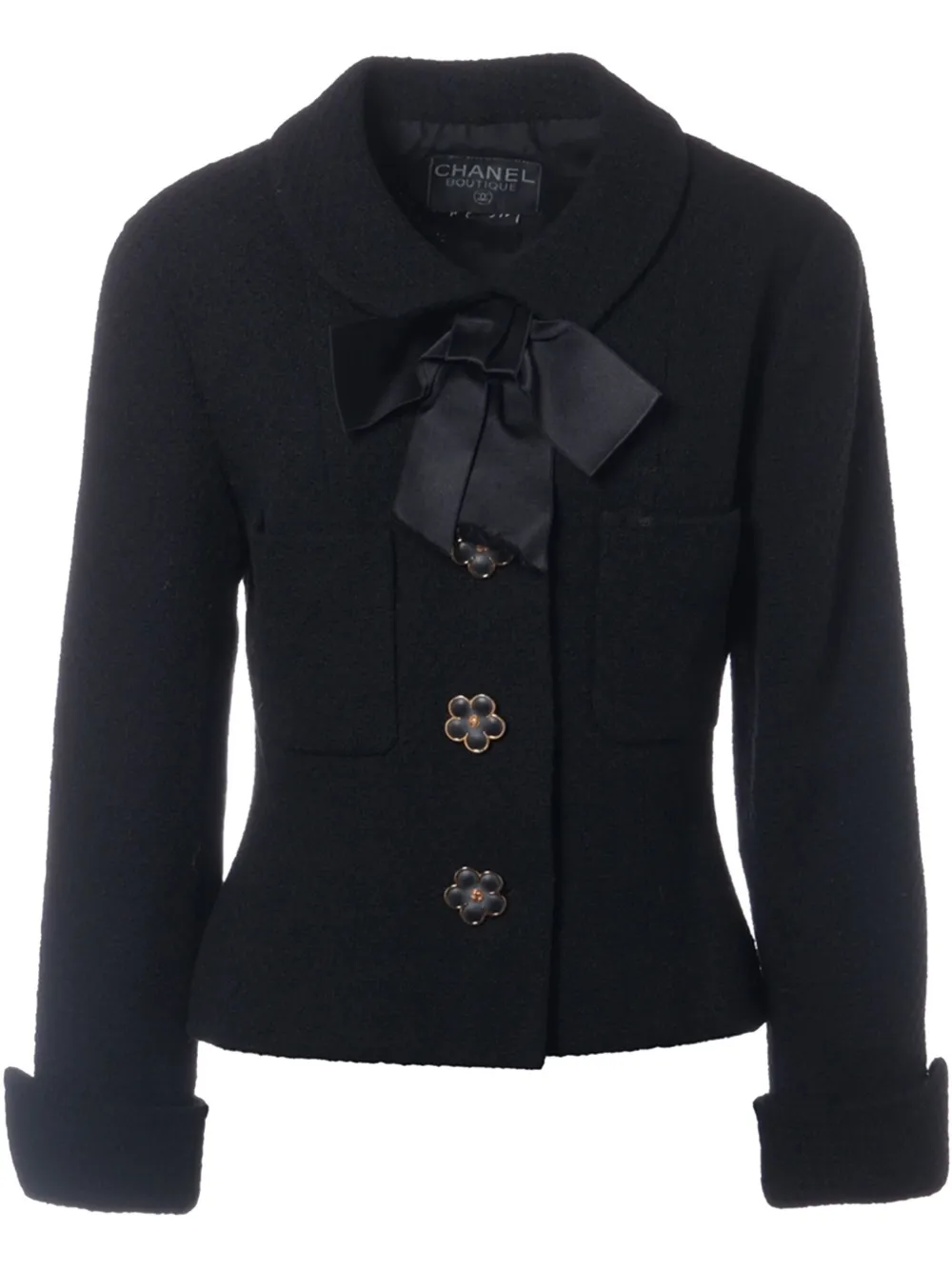 Pre-owned Chanel Pussy Bow-collar Jacket In Black