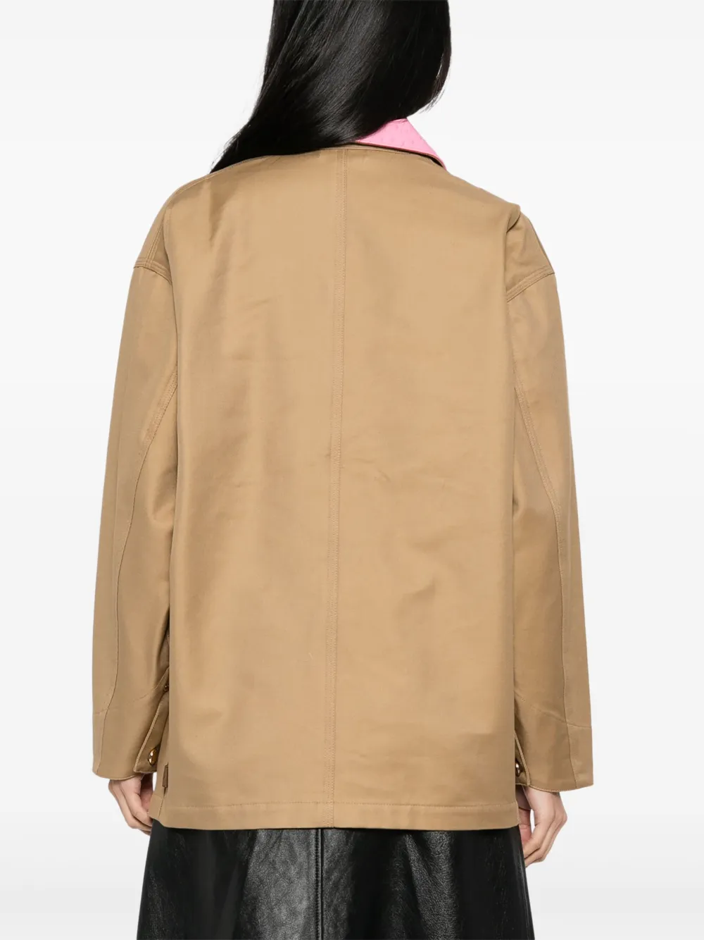 Casablanca Beige Cotton Jacket With Pink Collar In Neutrals