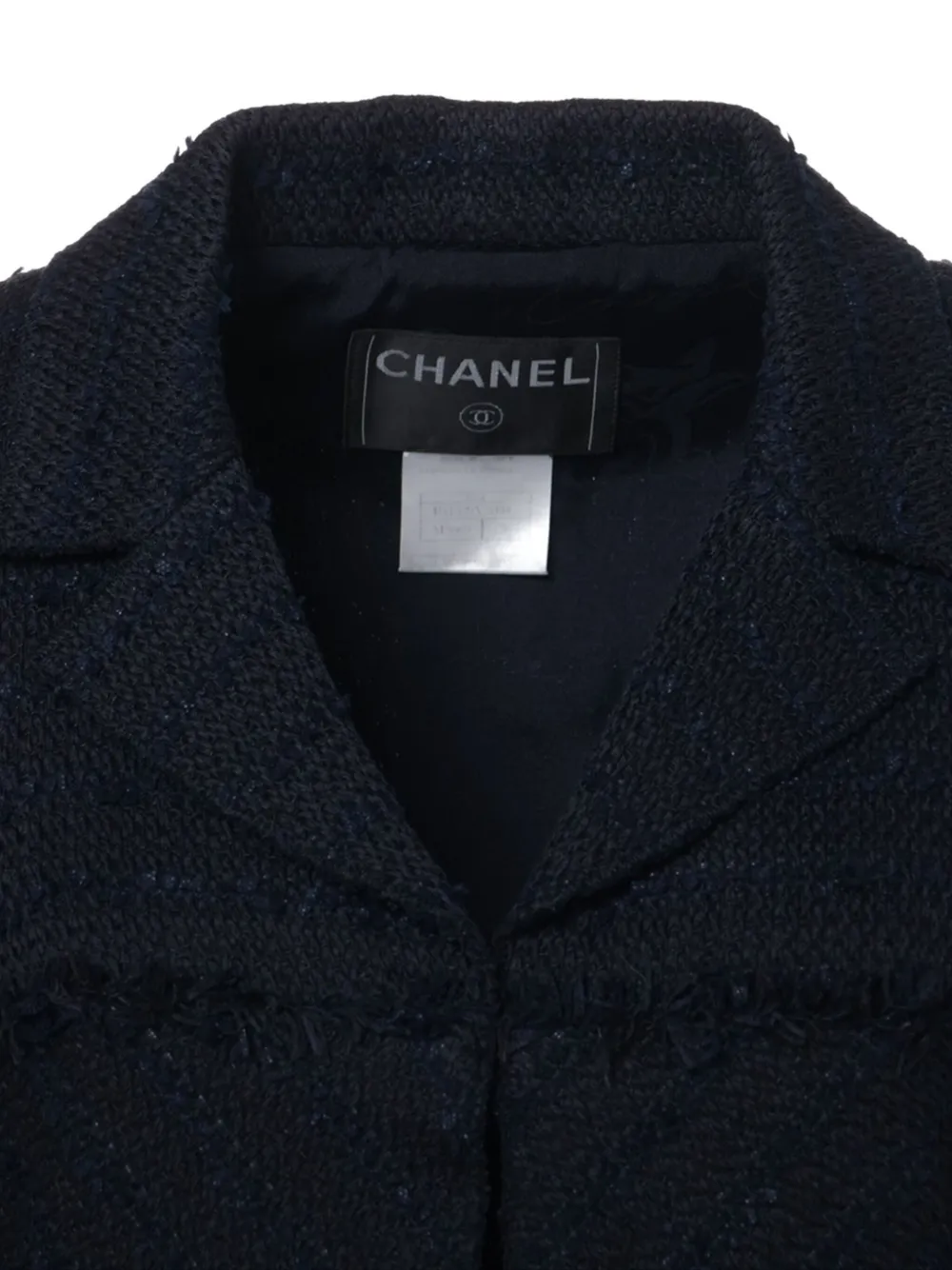 Pre-owned Chanel Tweed Coat In Blue