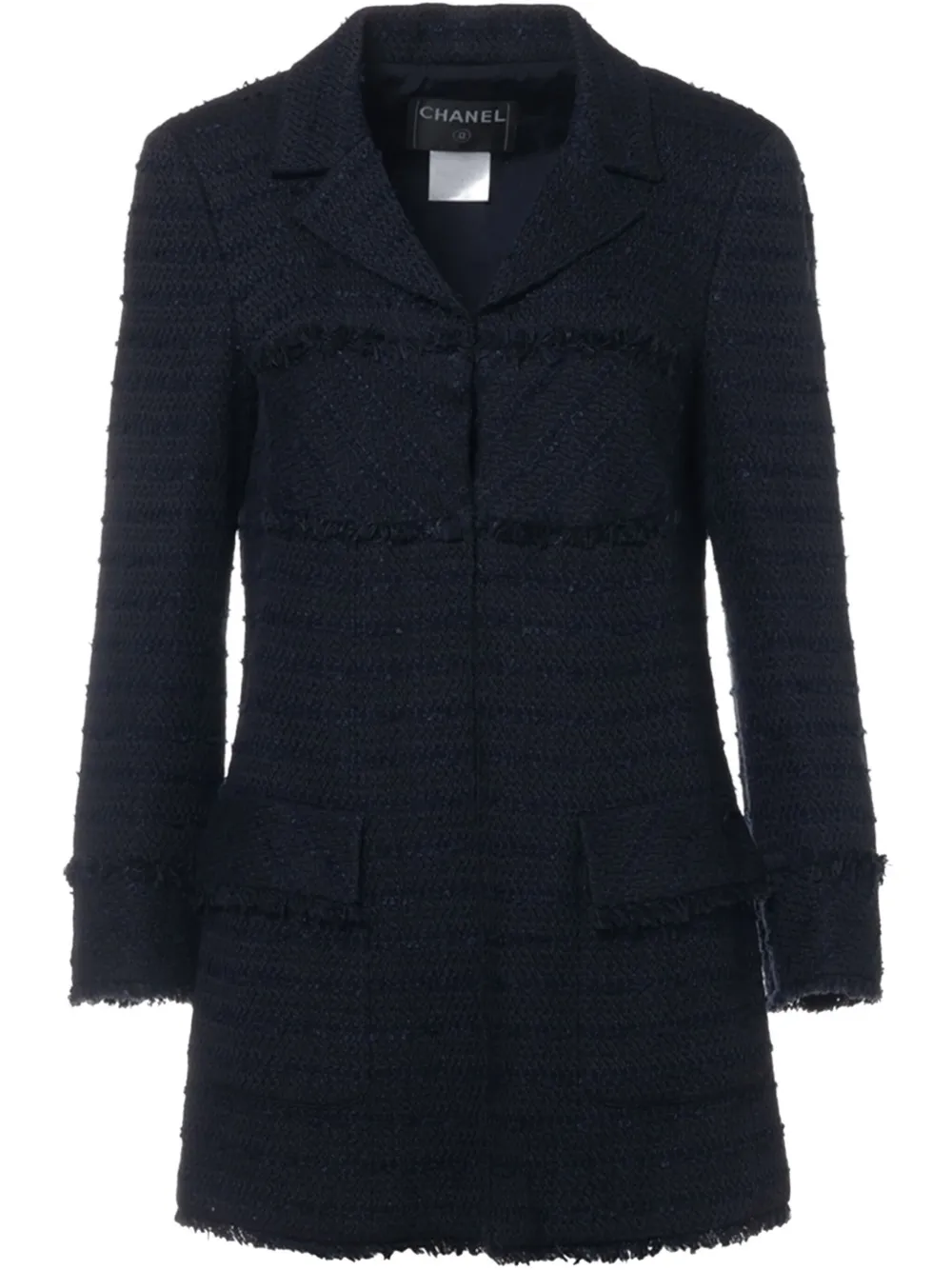 Pre-owned Chanel Tweed Coat In Blue