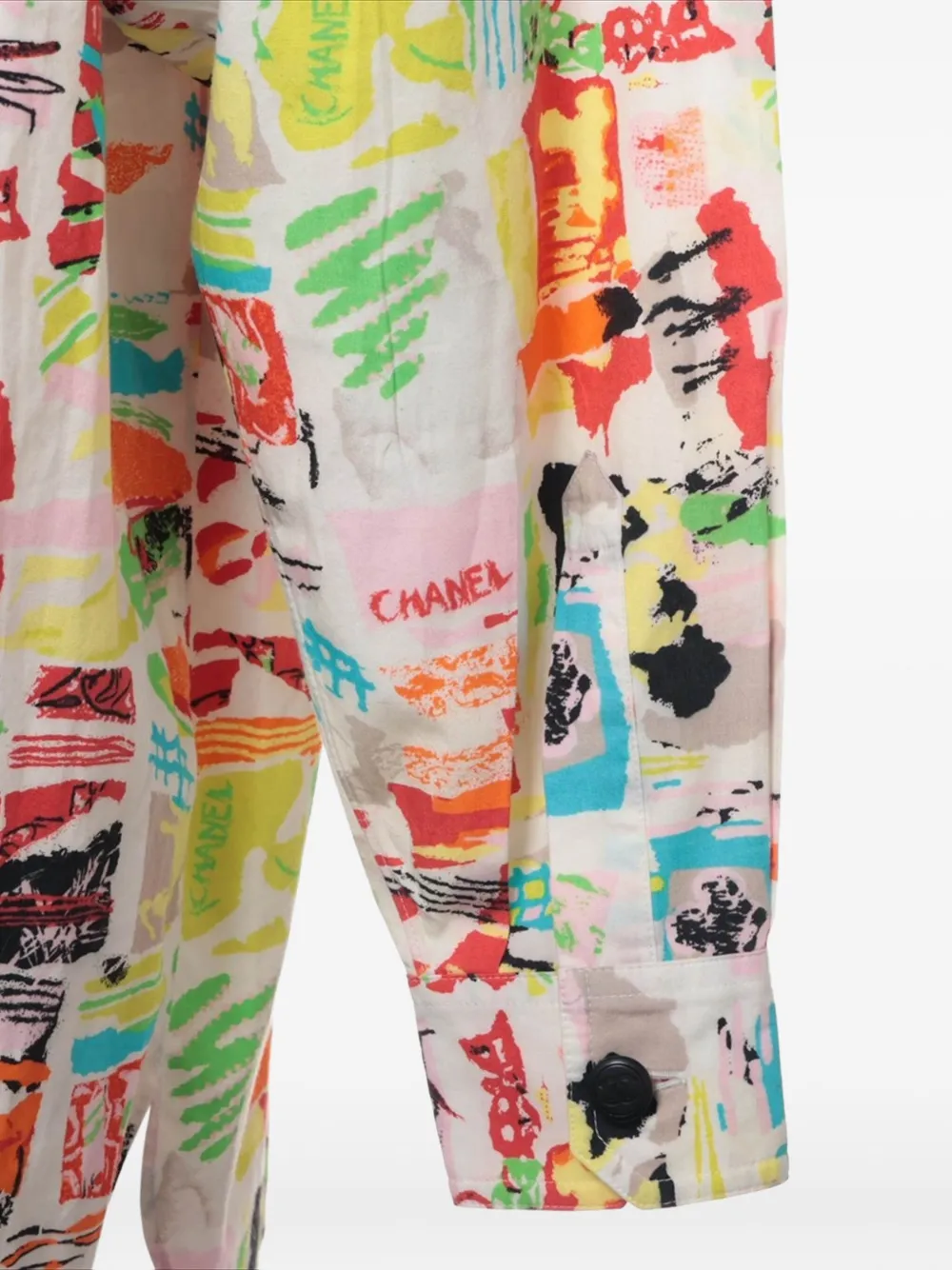 Pre-owned Chanel Abstract-print Shirt In White