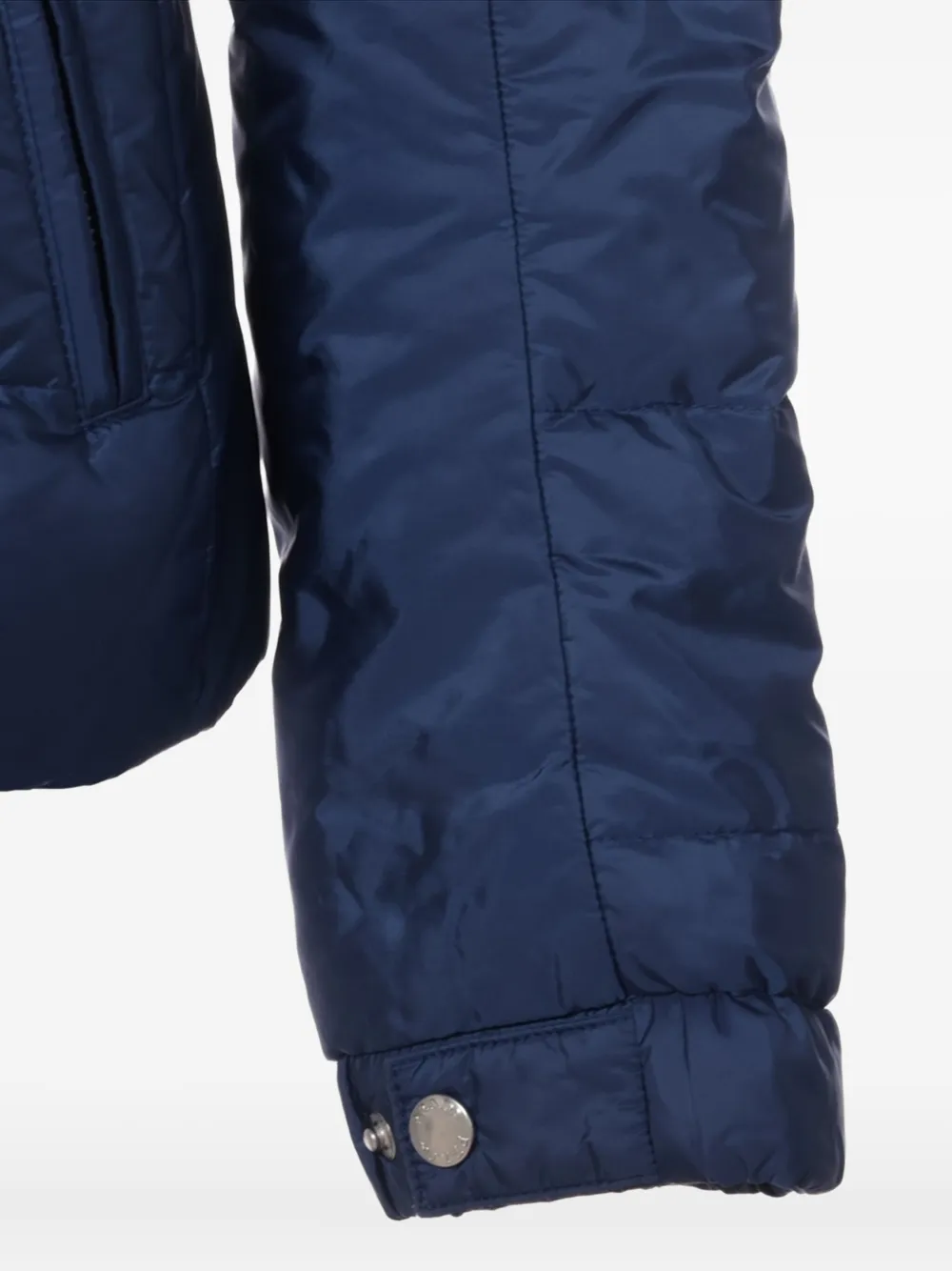 Pre-owned Prada Triangle-logo Puffer Jacket In Blue