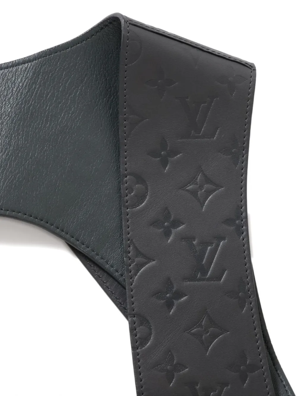 Pre-owned Louis Vuitton Monogram-embossed Leather Vest In Grey