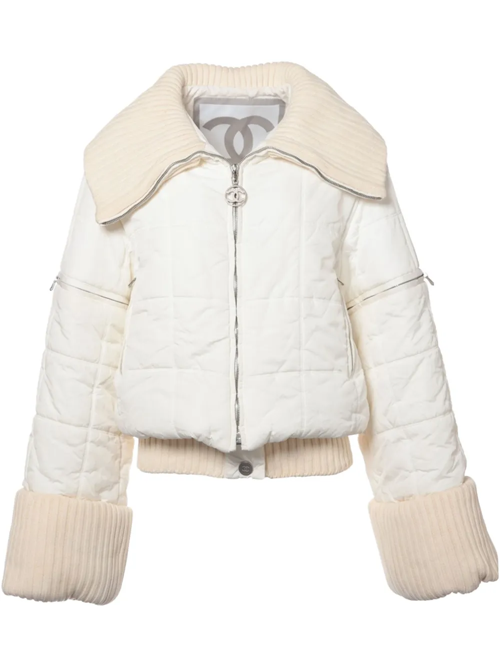 Pre-owned Chanel Detachable-sleeve Jacket In White