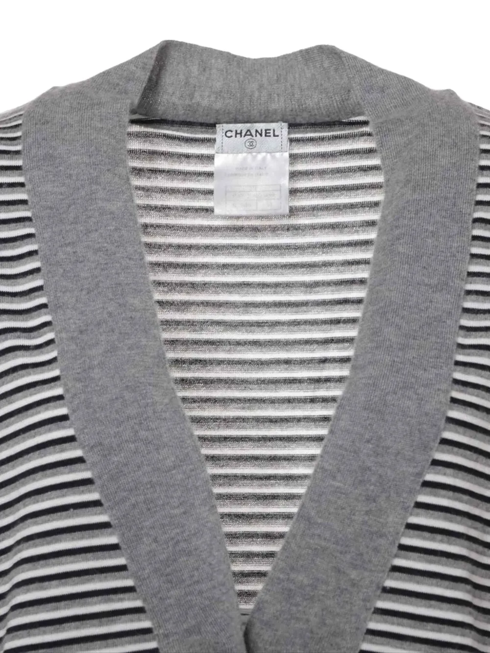 Pre-owned Chanel Striped Cardigan In Grey
