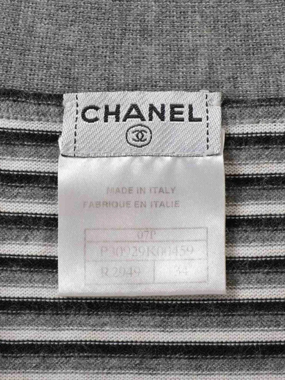 Pre-owned Chanel Striped Cardigan In Grey
