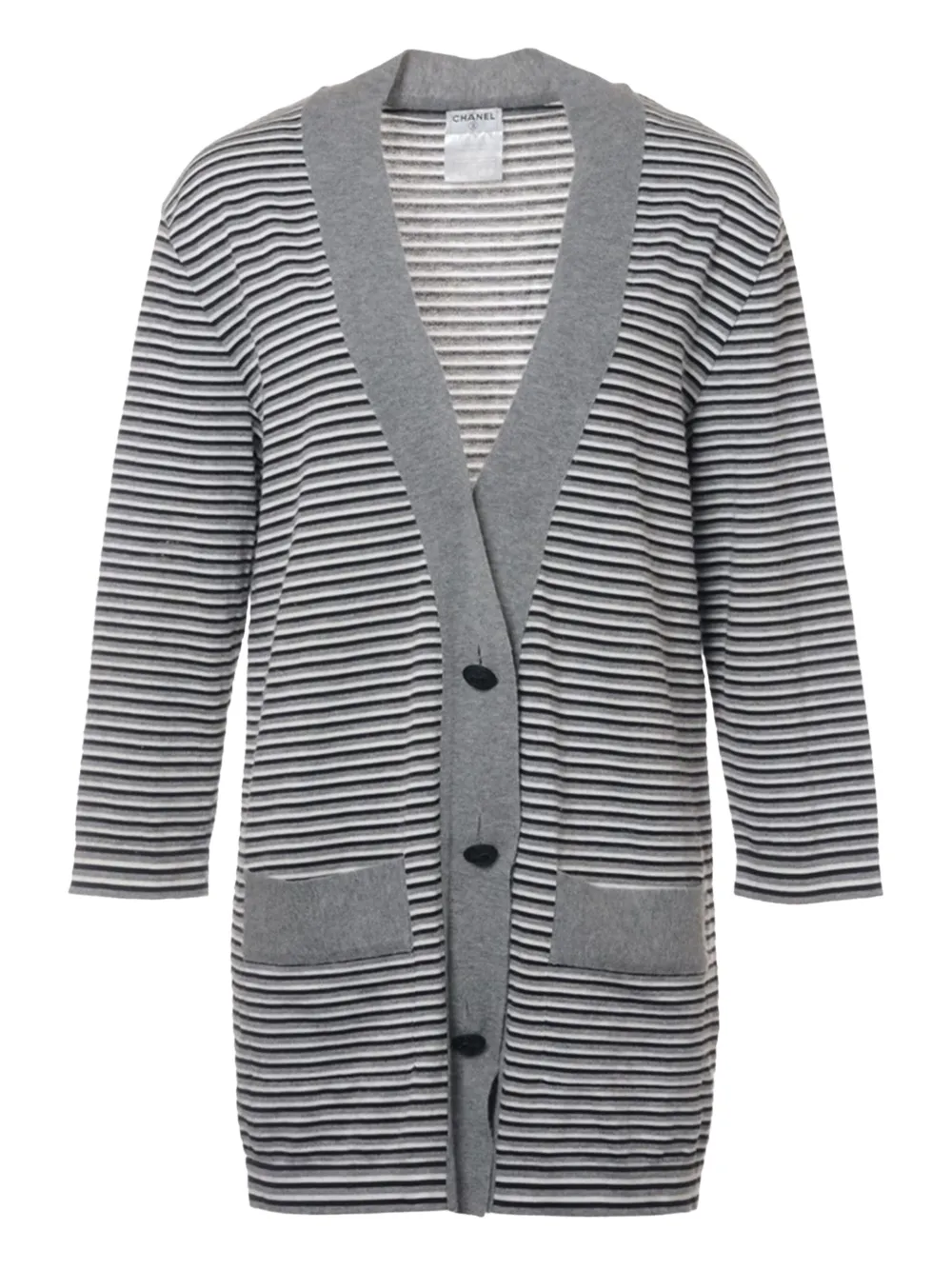 CHANEL Pre-Owned striped cardigan | Grey | Image 1
