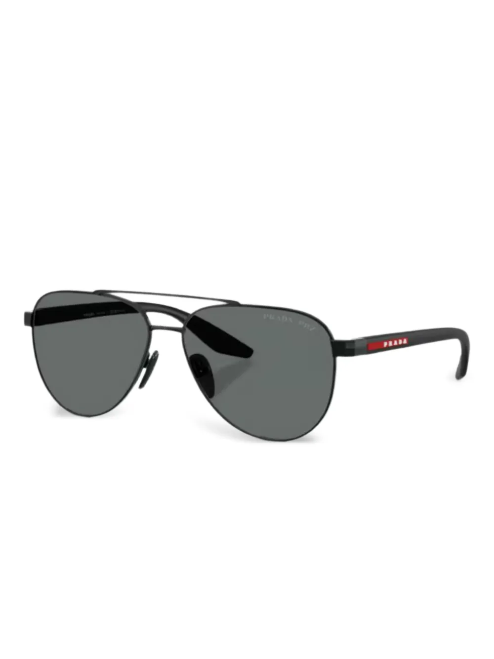 Prada Linea Rossa metal pilot sunglasses Zwart