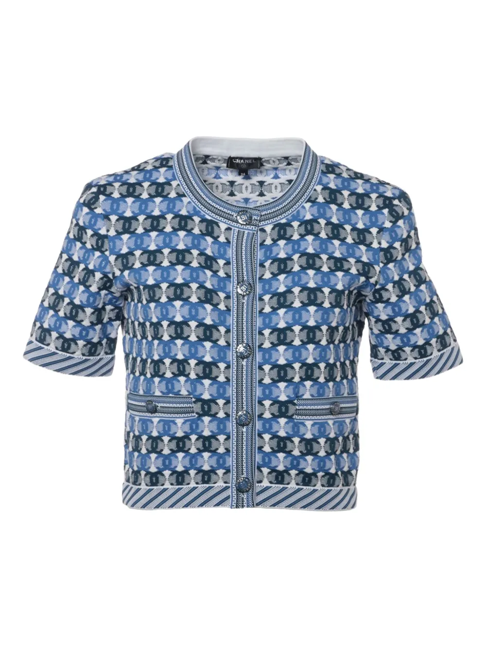 CHANEL Pre-Owned monogram-pattern cardigan | Blue | Image 1