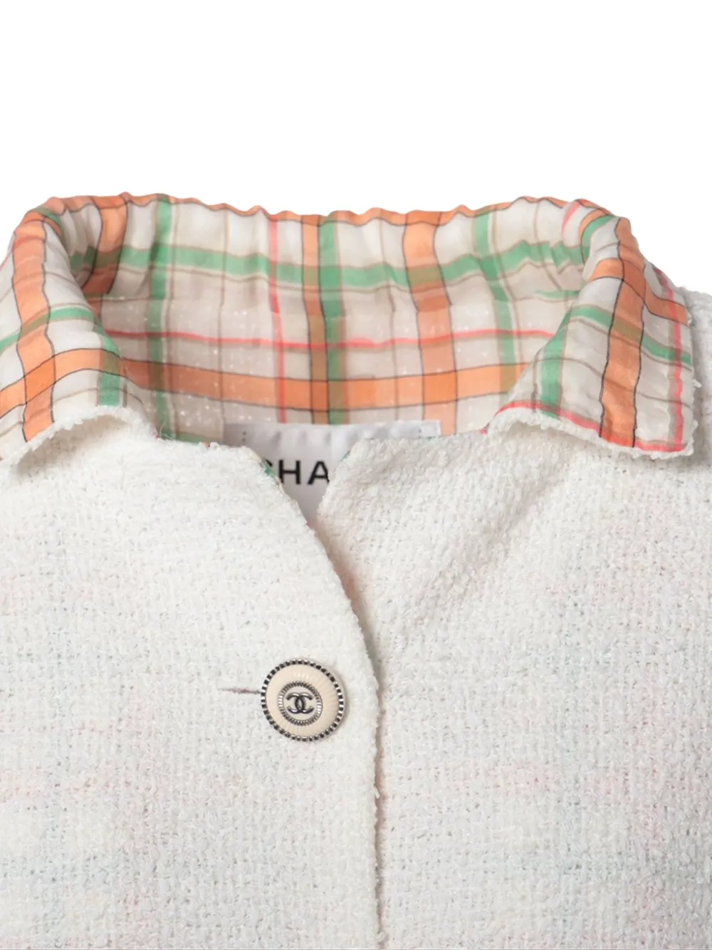 Pre-owned Chanel Tweed Jacket In White