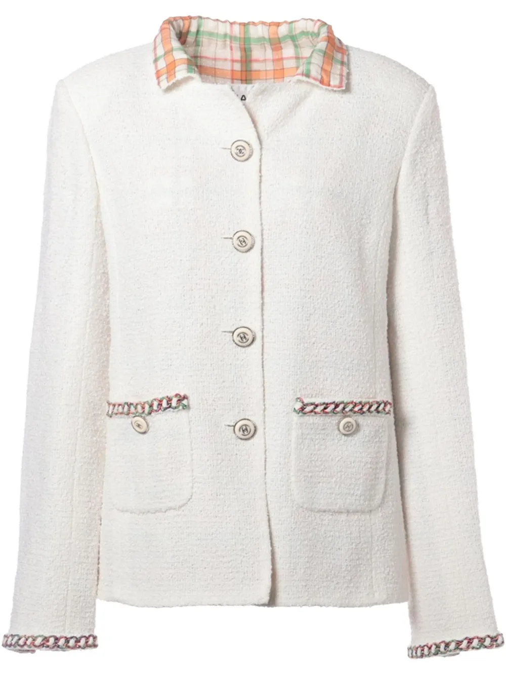 Pre-owned Chanel Tweed Jacket In White