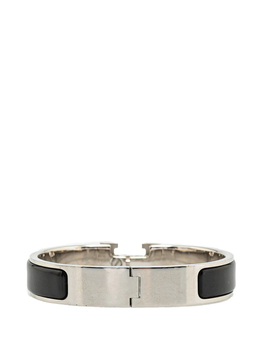 Pre-owned Hermes 20th Century Narrow Enamel Clic H Bracelet Pm Costume Bracelet In Silver