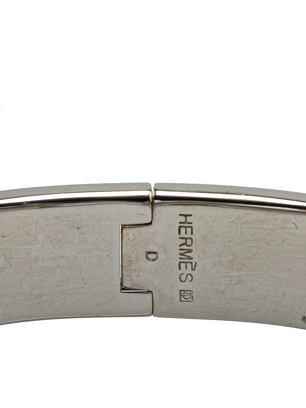 Pre-owned Hermes 20th Century Narrow Enamel Clic H Bracelet Pm Costume Bracelet In Silver