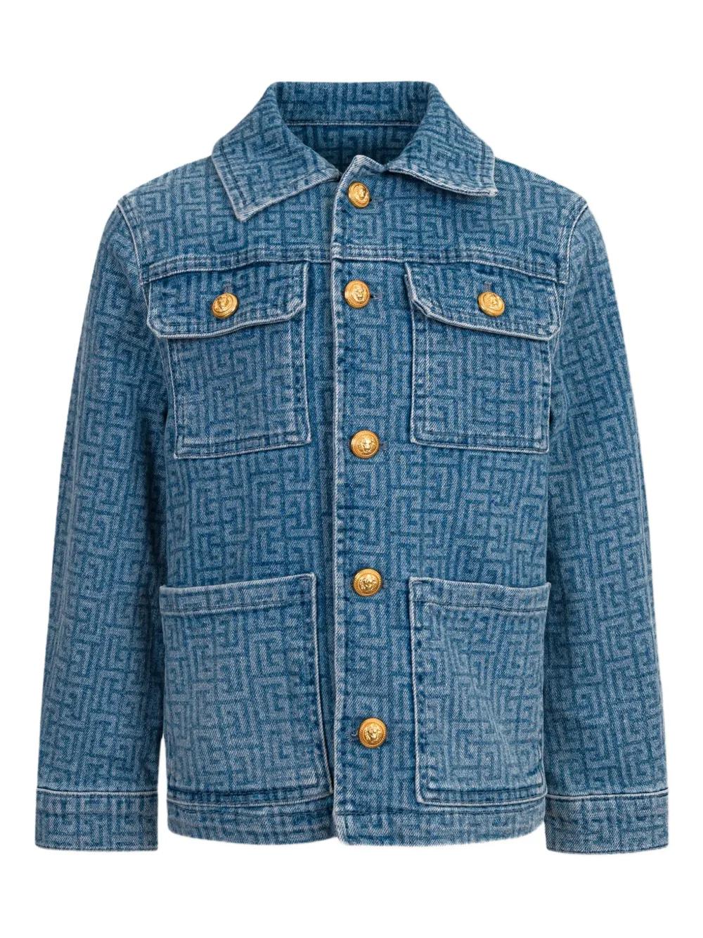 Balmain Kids Spijkerjack met geometrische print Blauw