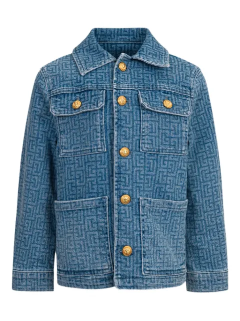 Balmain Kids chamarra de mezclilla con estampado geométrico