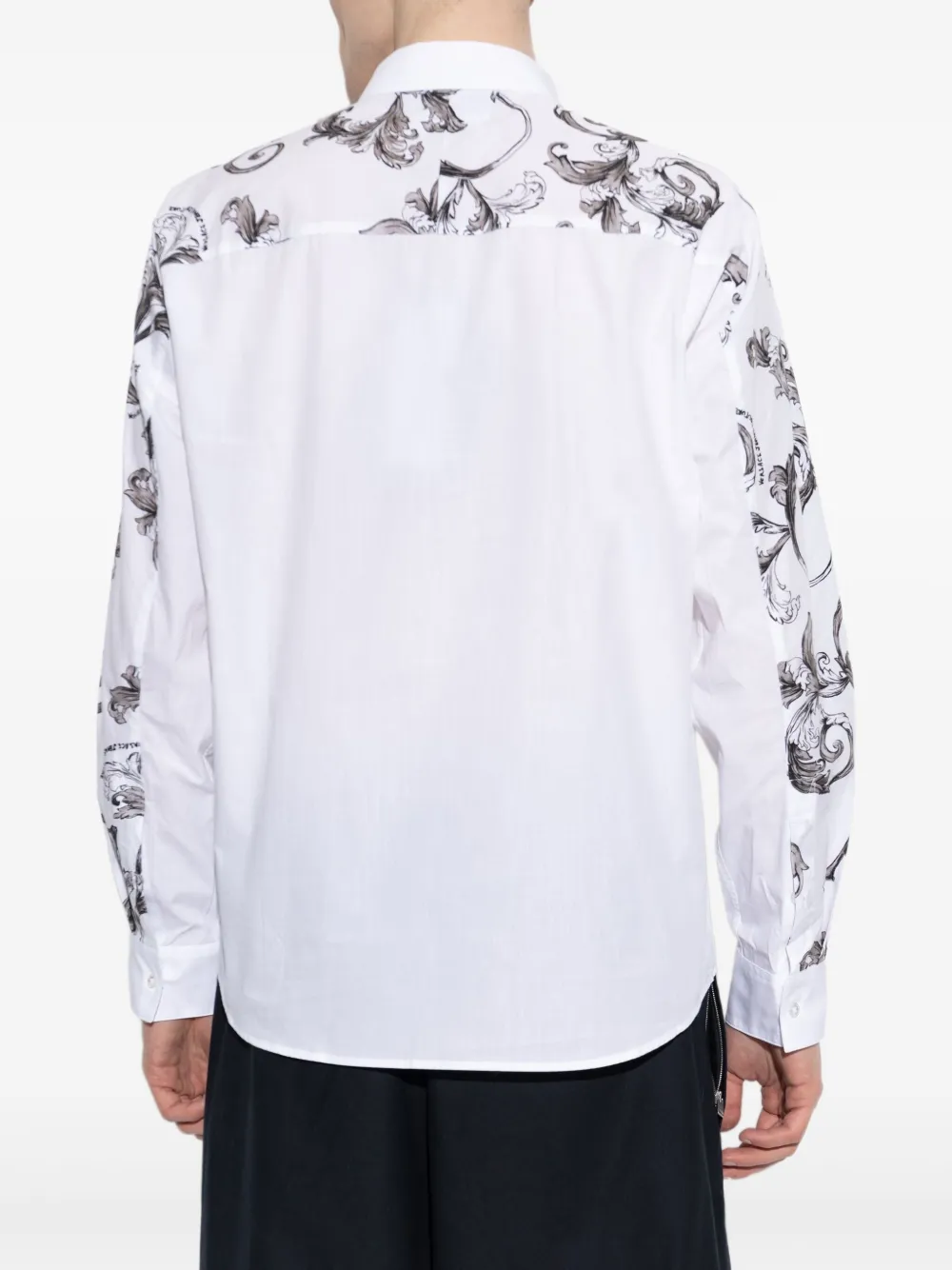 Versace Jeans Couture Overhemd met geborduurde bloemen en lange mouwen Wit