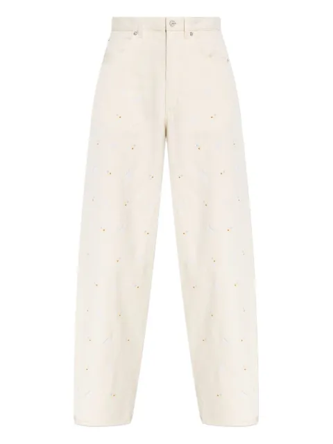 Marni embroidered wide-leg jeans