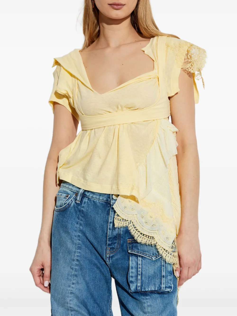 DSQUARED2 Asymmetrische top met borduurwerk Geel