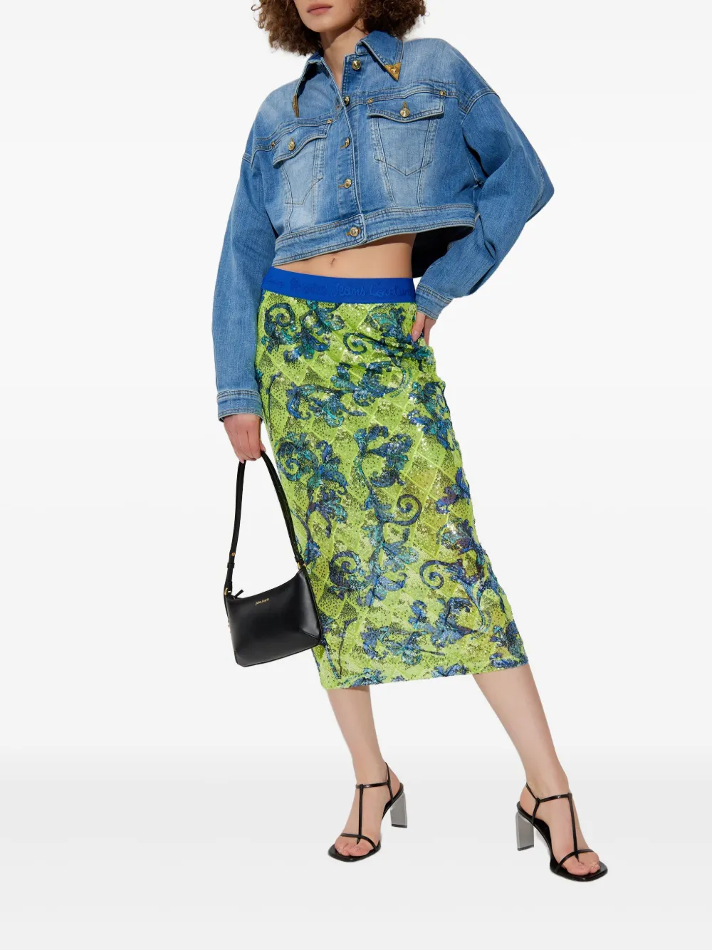 VERSACE JEANS COUTURE CROPPED DENIM JACKET 