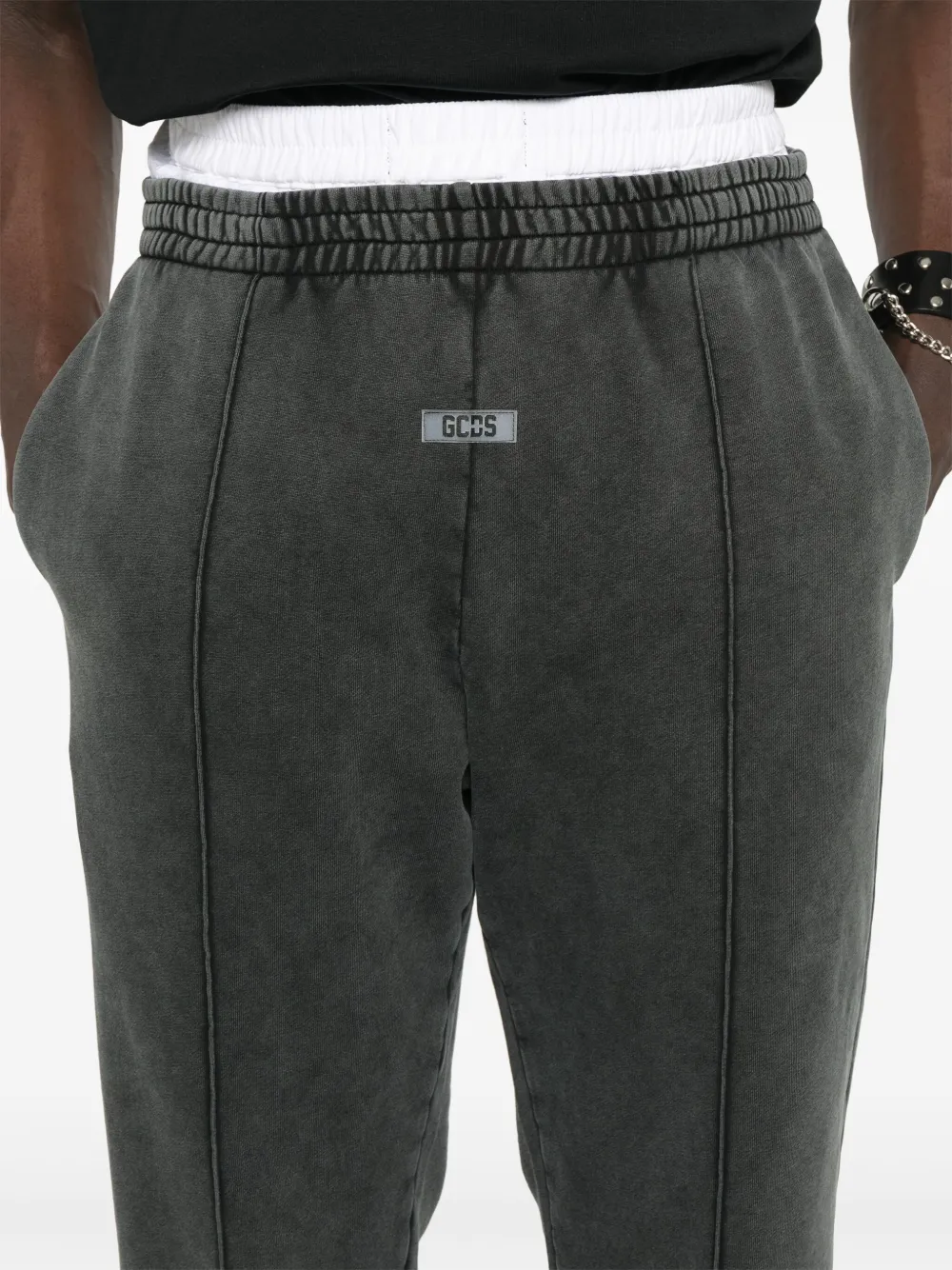 Shop Gcds Stone-washed Track Pants In Grey