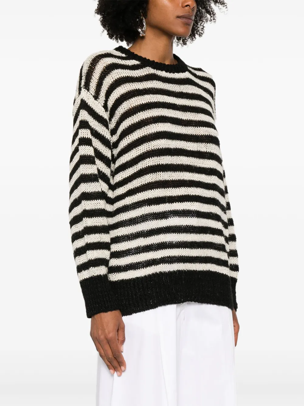 Shop Rohe Striped Sweater In Black