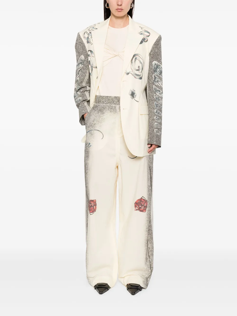 Jean Paul Gaultier Blazer met meerdere tatoeages Beige