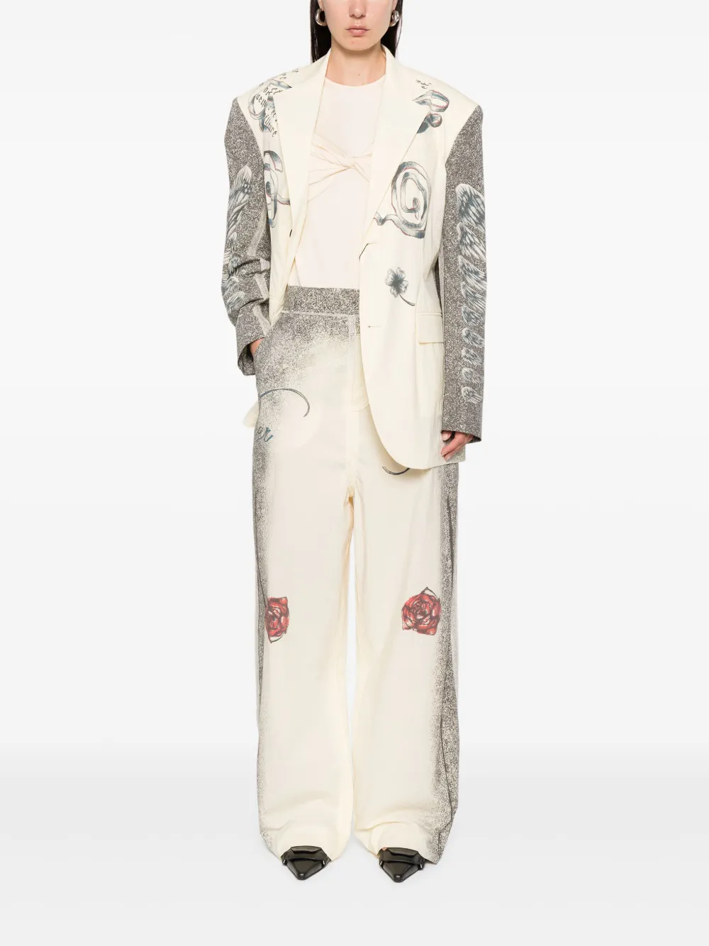 Jean Paul Gaultier Broek met meerdere tatoeages Beige
