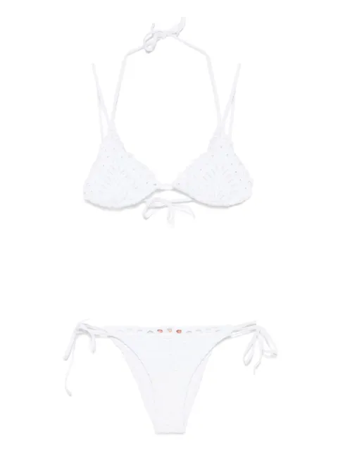 Ermanno Scervino top de bikini con bordado inglés