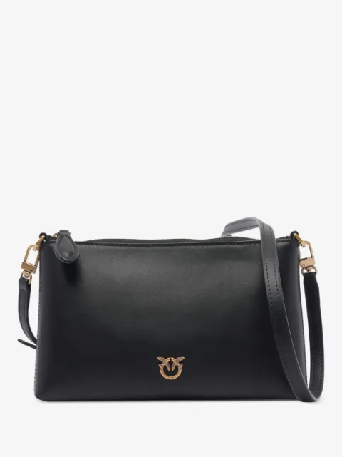 PINKO flat leather clutch with Love Birds logo