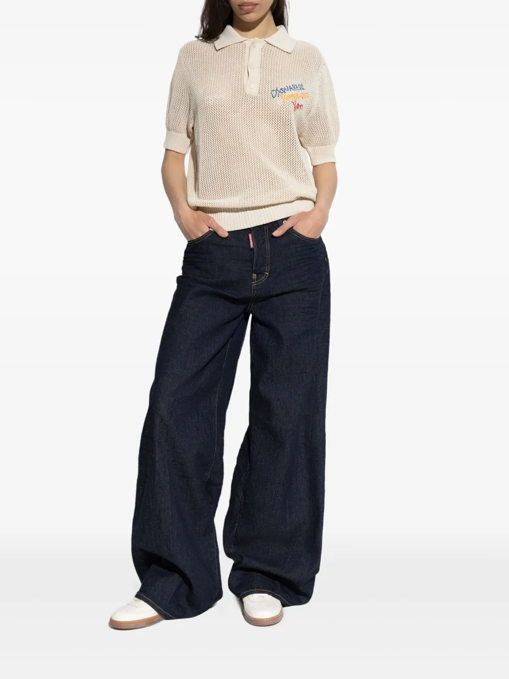 DSQUARED2 Katoenen polotop - Beige