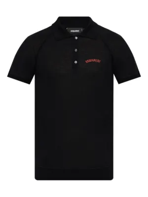 Prada enamel-triangle Polo Shirt | Black | FARFETCH RO