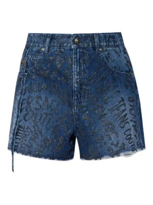 ショーツ VERSACE PRINTED DENIM SHORTS Printed denim shorts in blue - Versace | Mytheresa