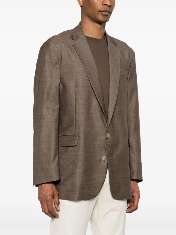 NO.7-144GIORGIO ARMANI チェック柄ノーカラージャケット36 アルマーニ
