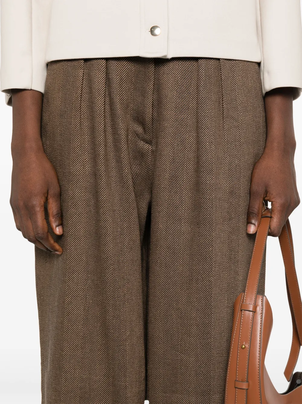 Shop Officine Generale Elia Trousers In Brown