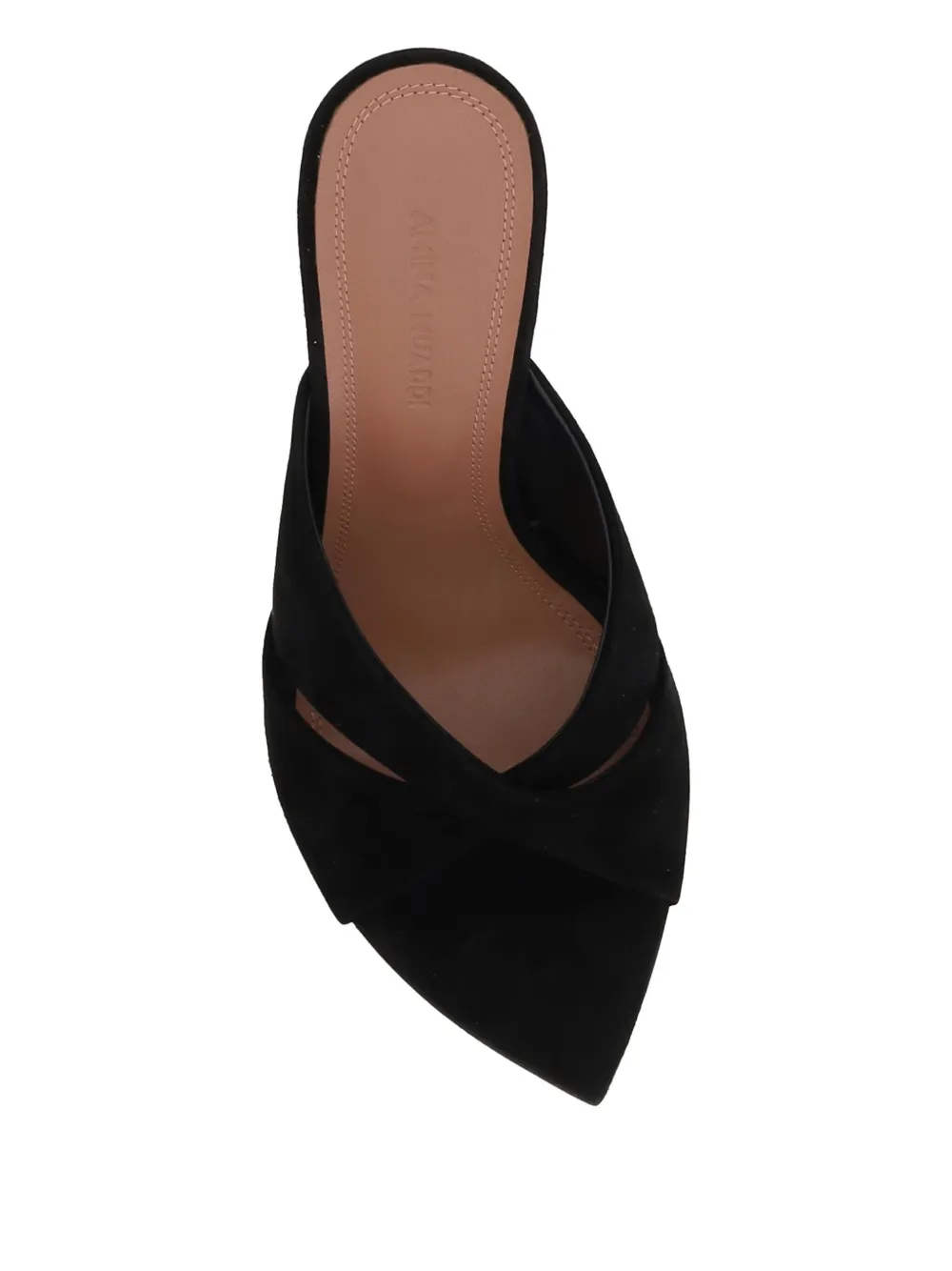 Shop Amina Muaddi Samantha Cross-strap Heeled Mules In Black