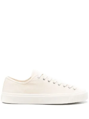 Maison Kitsuné lace-up Canvas Sneakers | White | FARFETCH