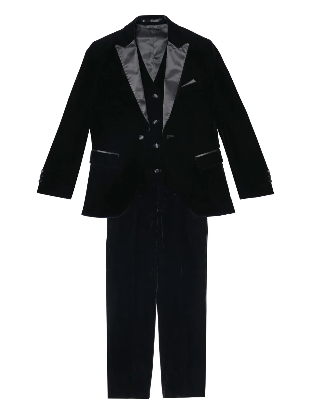 Shop Romano Velvet Three-piece Suit In Black
