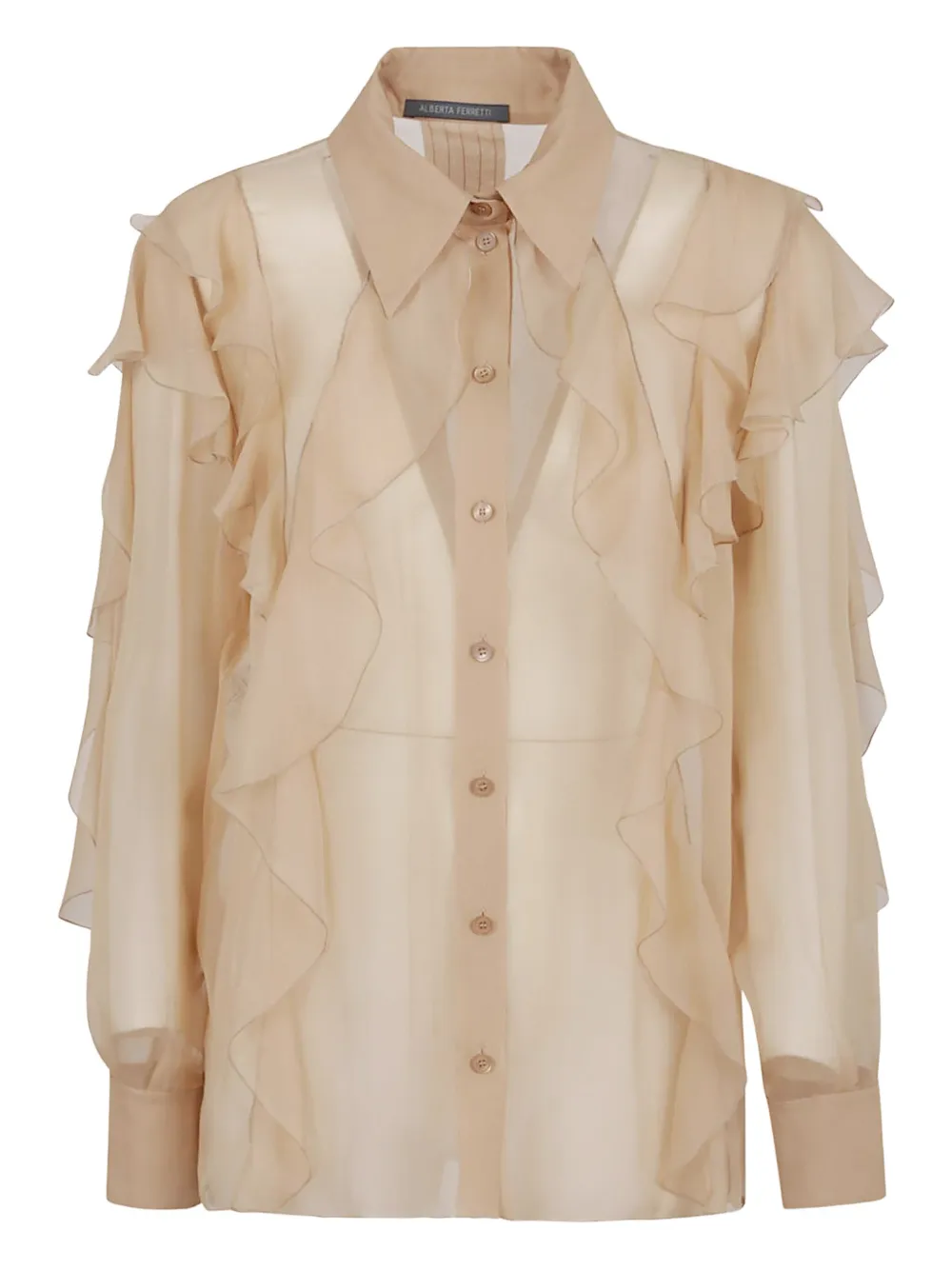 Alberta Ferretti Avondjurk met ruches Beige