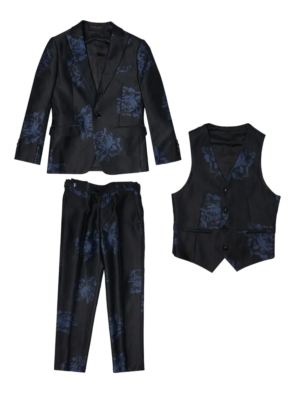ROMANO KIDS floral-print suit (set of three) | Black | Image 1