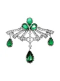 Jennifer Gibson Jewellery 1940s French Emerald Paste brooch - Silver