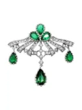 Jennifer Gibson Jewellery 1940s French Emerald Paste brooch - Silver