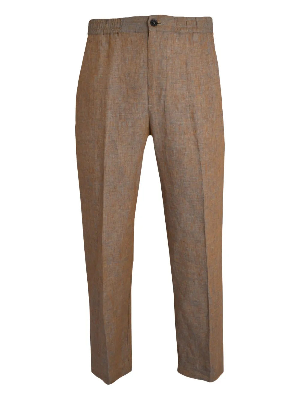 Altea elasticated-waist linen trousers - ブラウン Altea elasticated-waist linen trousers - ブラウン