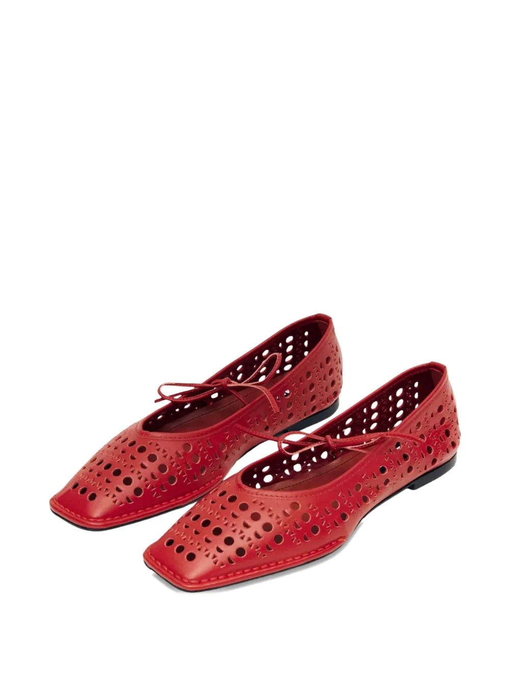 Alohas Sway Slit Leather Ballet Flats In Red