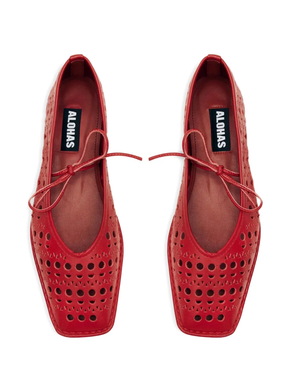 Alohas Sway Slit Leather Ballet Flats In Red