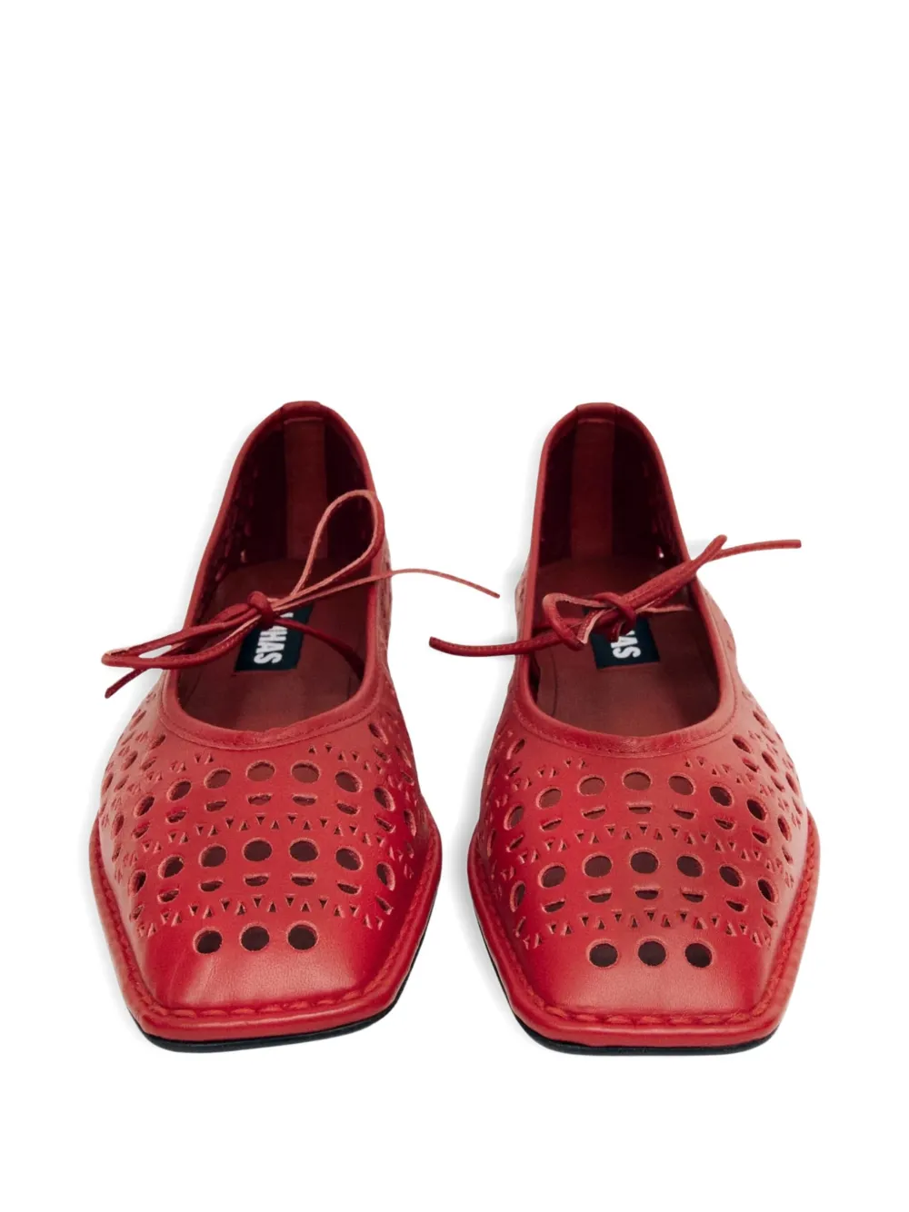 Alohas Sway Slit Leather Ballet Flats In Red