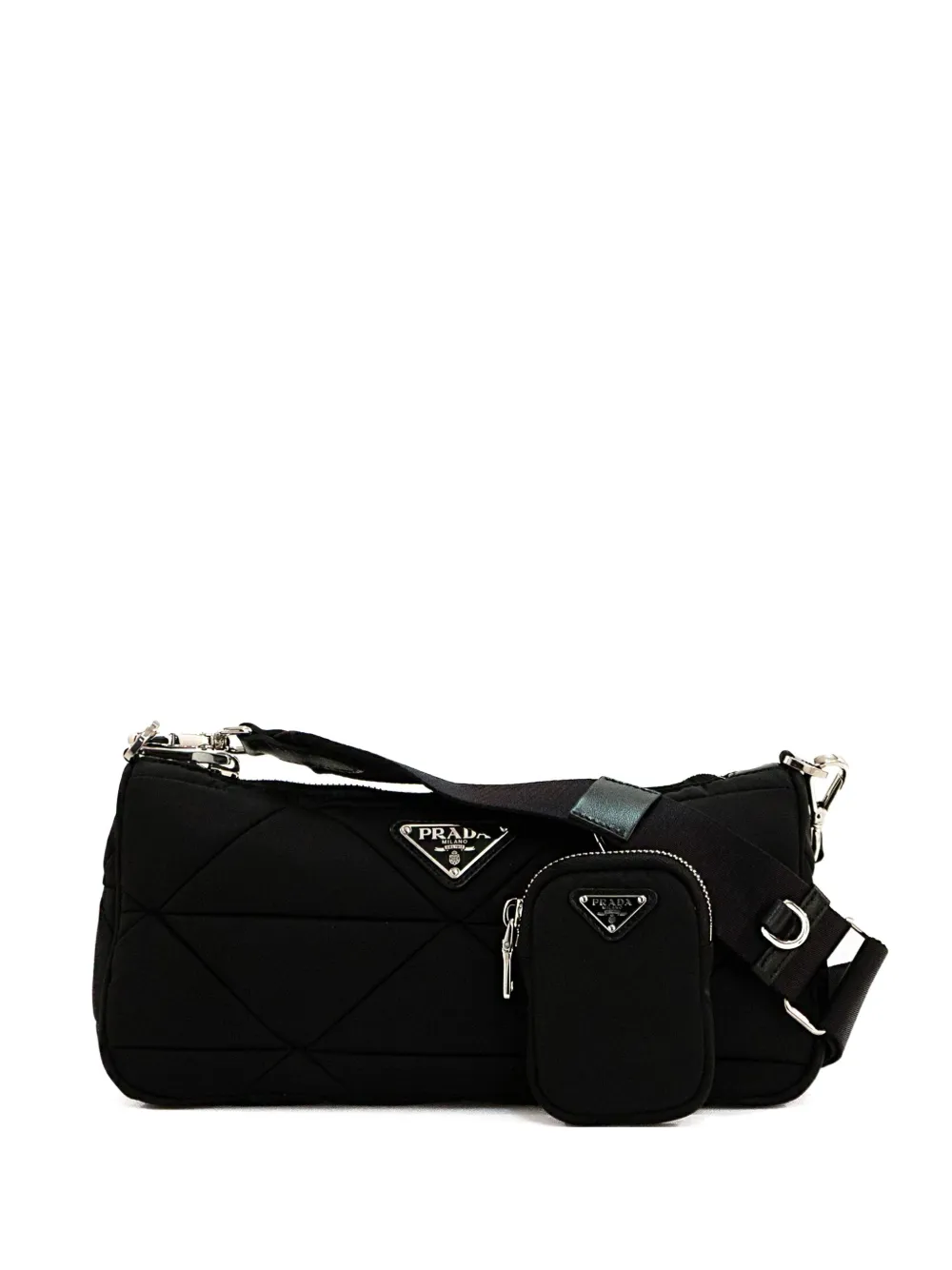 Prada Schoudertas met emaille triangelvormig logo Zwart