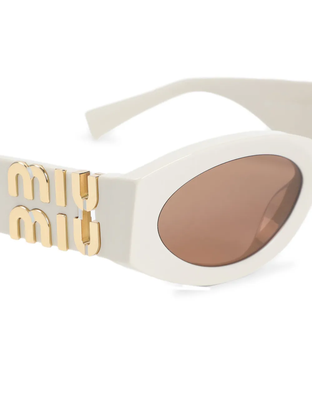 Miu Eyewear Zonnebril met ovalen montuur en logodetail Wit