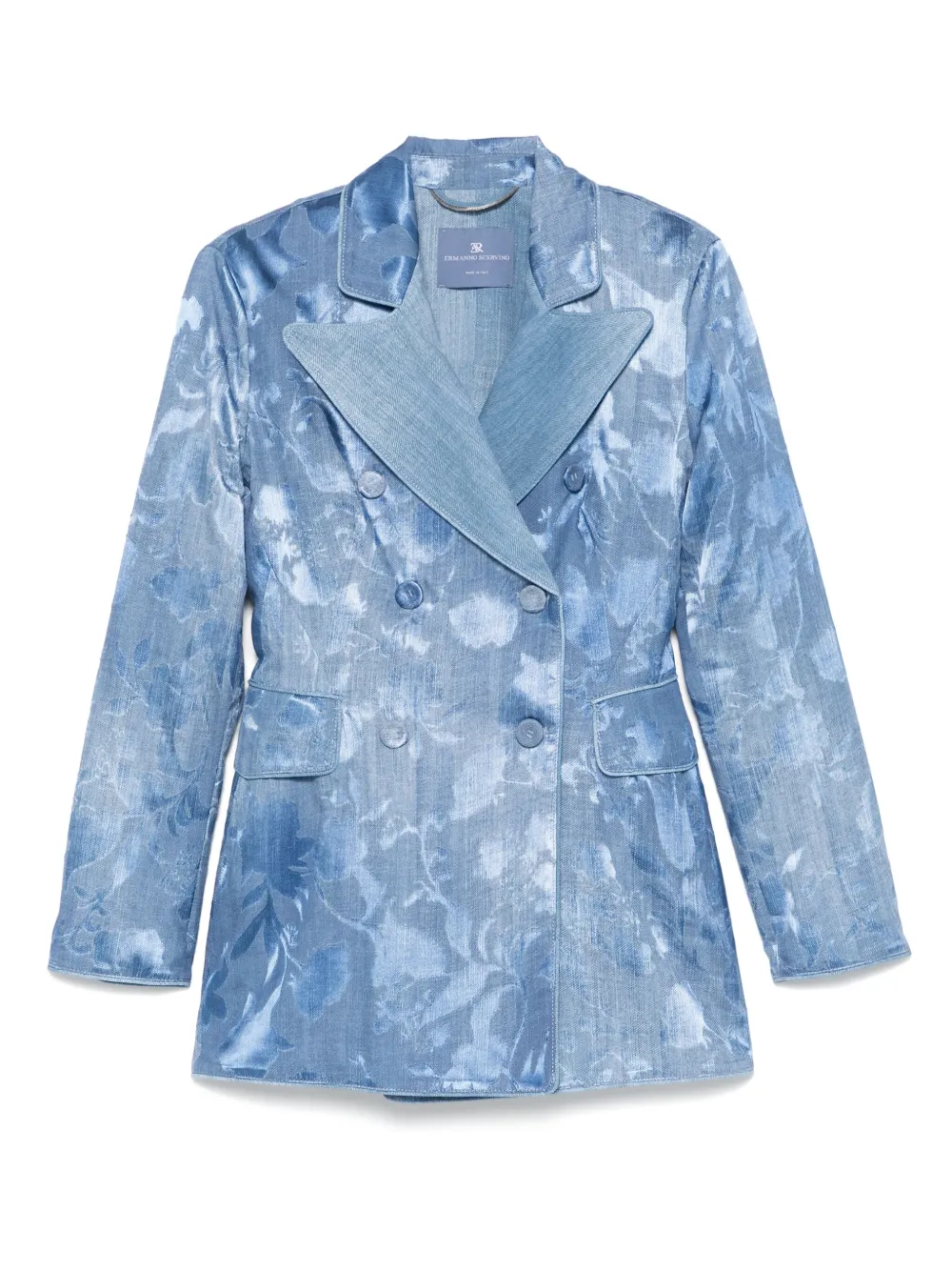 Ermanno Scervino devoré rose denim-print blazer | Blue | Image 1